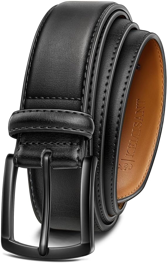 KEMISANT Men Leather Grommet Belt True to Size 1 3/8" Gift Boxed