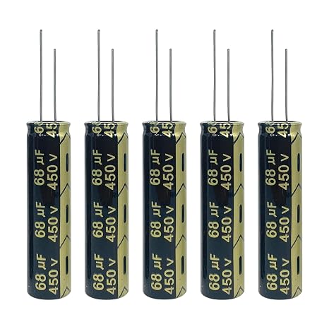 5pcs 450V 68uF Aluminum Electrolytic Capacitors, 13x50mm DIP | High frequency radial capacitor, stable filtering effect for LED, LCD power board repair and electronic circuit maintenance