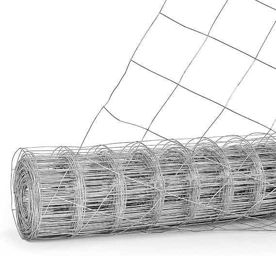 Fencer Wire 5 ft. x 100 ft. Galvanized Welded Wire Fence with 4" x 4" Square Opening, 16 Gauge Wire Mesh Fence Roll for Vegetables Garden Netting Chicken Coop Animal Enclosure