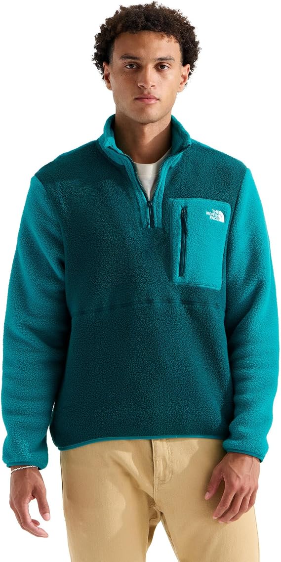 THE NORTH FACE Men's Yumiori Quarter Zip Jacket | Lightweight Fleece Coat With Embroidered Logo, Secure Zip Chest Pocket