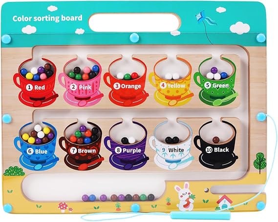 Magnetic Color and Number Maze with White baseboards for 3 Years Old