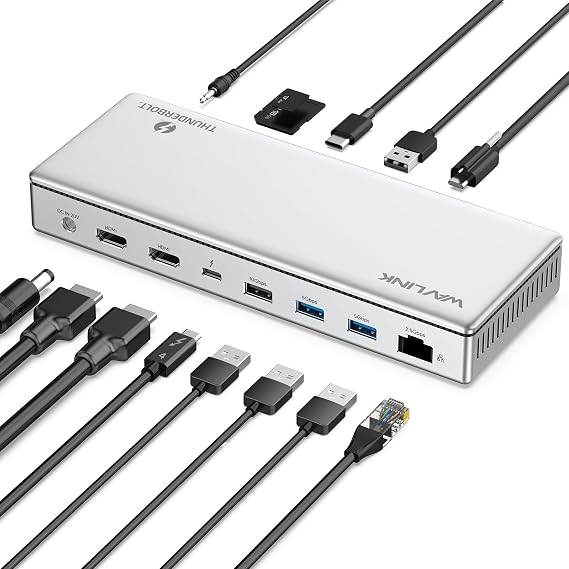 WAVLINK Selected Thunderbolt 4 Docking Station, Single 8K, Triple 4K Display, TBT 4/3 Mac & TBT 4 Windows PC, 13 in 1 PC Dock for 2.5G RJ45 Laptops, Supports Charging Up to 96W