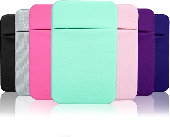 Costyle 4 Pack Slim Cell Phone Card Holder Pocket for Back of Phone, Stretchy Lycra Stick on Credit Card Wallet Pocket ID Case Pouch Self Adhesive Sticker for iPhone, Galaxy Phones