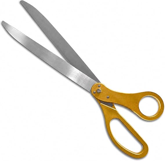 Extra Large Grand Opening Scissors 30 Inch Gold Ceremonial Scissors for Ribbon Cutting Grand Opening Golden Shears for Special Event Giant Shears Gold for Inauguration and Ceremony