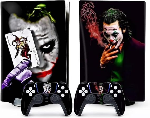 XSUID PS5 Skin - Disc Edition Game Console and Controller Accessories Cover Skins PS5 Controller Skin Gift PS5 Skins for Console Full Set Black Joker
