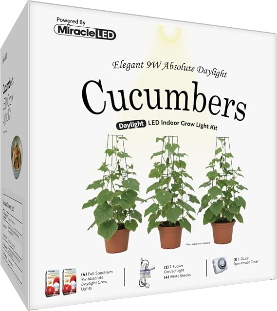 Miracle LED Elegant Cucumber Starter Grow Light Kit 2-Socket Full Spectrum (2- Pack)