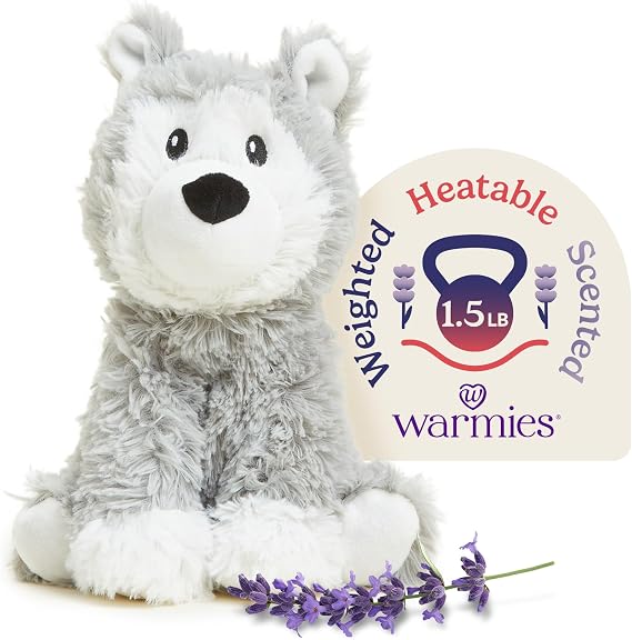 warmies Microwavable & Stuffed Animals, Husky - Heated Stuffed Animal Plushie for Warmth & Comfort - Cute Soft Plush Toys for Adults & Children (Boys, Girls, Babies & Toddlers)