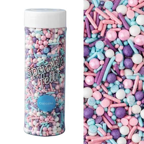 Sweets Indeed Pastel Sprinkles, Pink Purple Blue Sprinkle Mix, 4 ounces