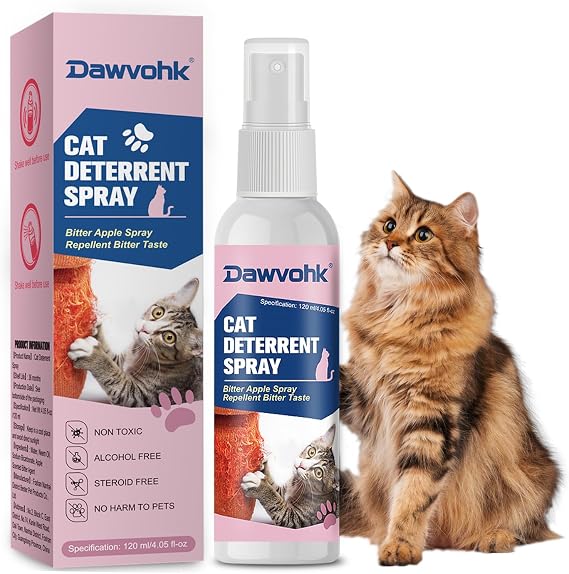 Bitter Apple Cat Deterrent Spray, Natural Non-Scratch Spray Alcohol-Free Formula, Safe Indoor & Outdoor Training Aid, for Dogs and Cats, Curtains, Furniture, Sofas, Cushions,120ml/1PC