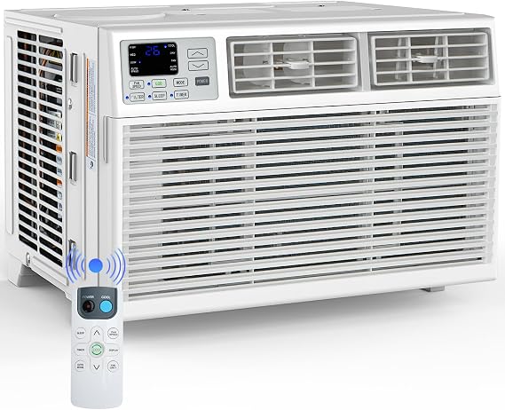 Electactic Window Air Conditioner, 12000 BTU Window AC Unit, Cools 550 Sq.Ft., Fast Cooling, 24H Timer, Dehumidifier Mode, Energy Saving, Remote Control for Living Space, Bedroom, Office