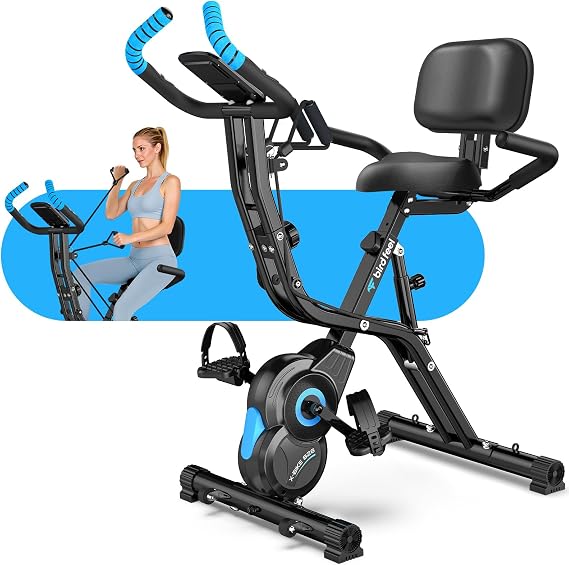 Foldable Exercise Bike, 8-Level Magnetic Stationary Bike for Home Gym