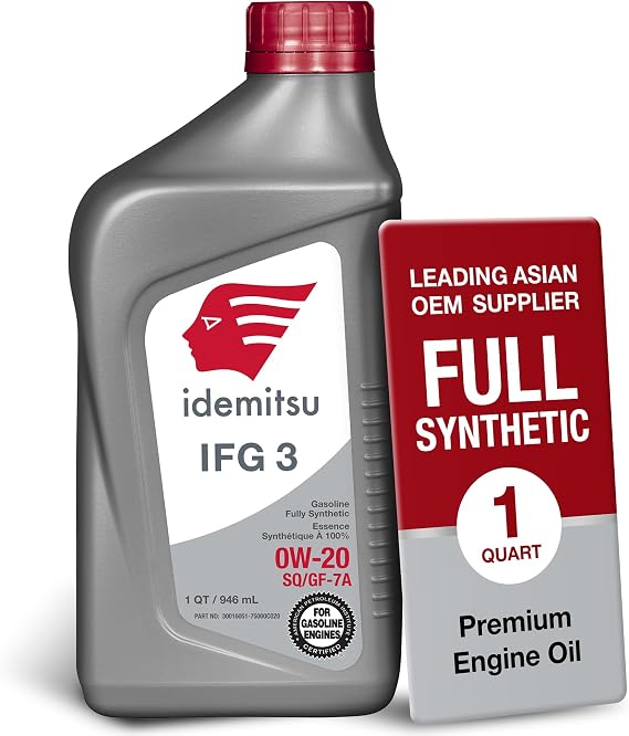 Idemitsu IFG3 0W-20 SP/GF-7A Full Synthetic Motor Oil 1 Quart | Engineered for Maximum Fuel Efficiency and Engine Protection