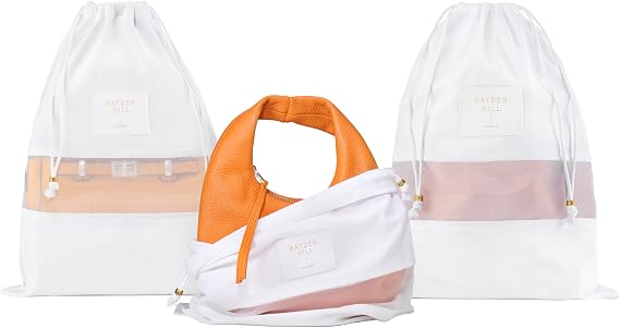 Hayden Hill Luxury Organic Cotton Dust Bags for Handbags Small 3 Pack