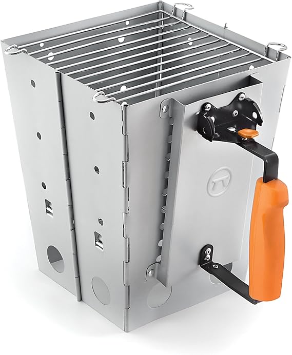 Outset Collapsible Camping Grill and Chimney Starter, Iron