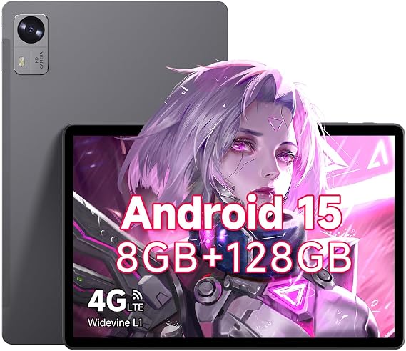 CHUWI Hi10 XPro Android 15 Tablet 10.1, 8GB RAM 128GB ROM, Unisoc T606 Octa-Core, HD IPS Touchscreen Tablet PC,13MP+5MP Camera, Widevine L1,7000mAh,4G LTE, 5G WiFi, GPS,BT 5.0,Type-C, with Case