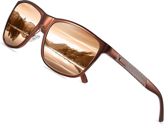 DUCO Men's Sports Polarized Al-Mg Metal Frame Sunglasses UV Protection Sunglasses for Men 8200