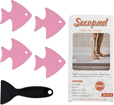 Secopad Bathtub Stickers Non-Slip, 24 PCS Safety Shower Treads Adhesive Appliques with Premium Scraper