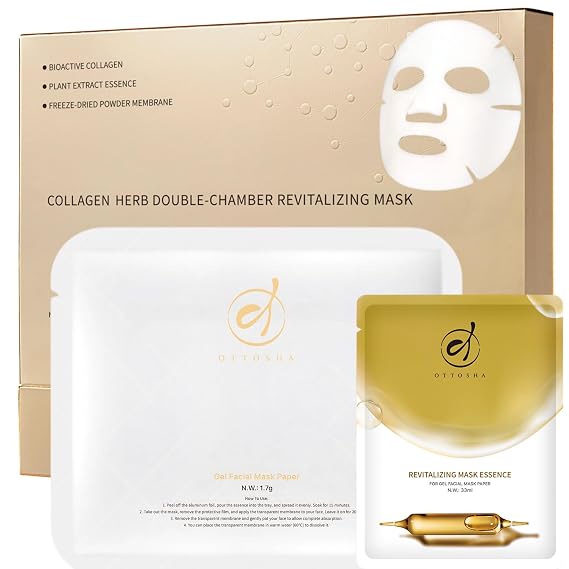 Collagen Face Mask Hydrating & Moisturizing Sheet Mask for Daily Skin Care, Anti-Aging Facial Treatment Value Pack (5 Packs)