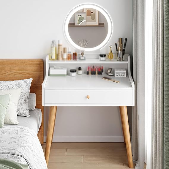 Vanity Desk with Storage LED Vanity Desk Vanity Makeup Desk, Makeup Vanity Desk with Mirror and Lights, Vanity Table with Storage Drawers, Makeup Vanitys for Bedroom, Bathroom