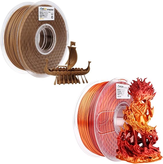 AMOLEN 3D Printer PLA Filament, PLA Filament 1.75mm Silk & Wood