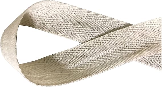 QIANF Twill Tape Ribbon 100% Cotton Natural Color 1 1/2" Wide 50 Yard Roll Herringbone Tape(1 1/2"-50Yard, Off-White)