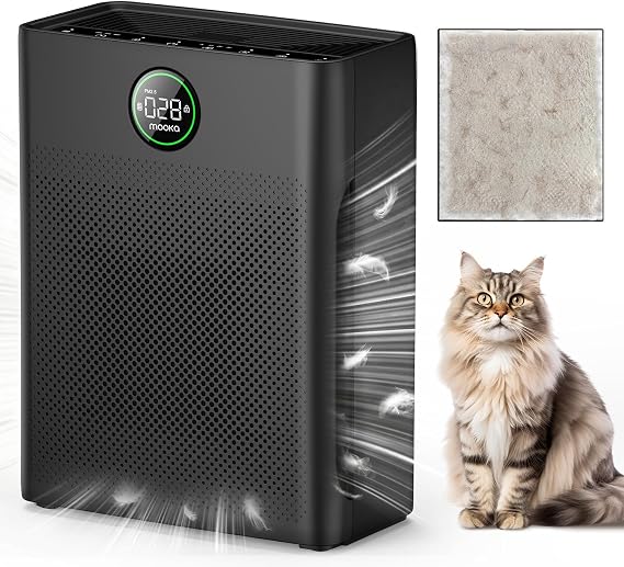 Air Purifiers for Home Large Room up to 2200sq.ft, MOOKA Air Purifier for Home Pets with Washable Filter, PM 2.5 Display Air Quality Sensor Air Cleaner for Bedroom, Dorm Room, Pets, Office PR1