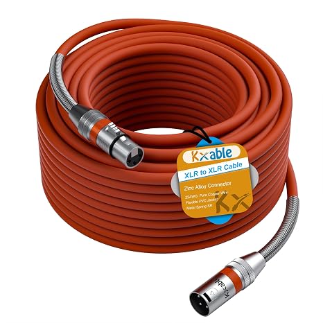Premium XLR Cable 200 FT, 3 Pins XLR Microphone Male to Female Cord, Orange
