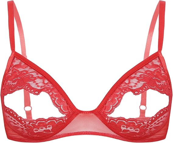 YiZYiF Womens Fashion See Through Sheer Mesh Lingerie Hellow Out Underwired Bra Tops Bralette