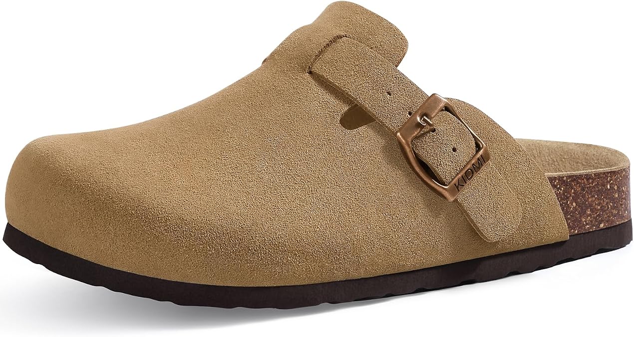 KIDMI Unisex Vegan Suede Clogs Mules with Cork Footbed