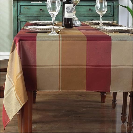 SASTYBALE Rectangle Tablecloth 60" x 120", Checkered, Red | Plaid, Spillproof, Wrinkle Resistant, Heavy Weight, For Dinning Everyday Use