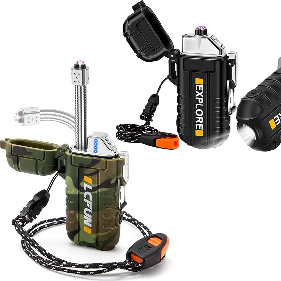 LcFun Waterproof Windproof Lighter 2 Pack, Upgraded Camo Lighter