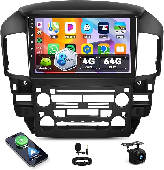 4+64G 8 Core for Lexus RX300/Toyota Harrier 1997-2003 Android 15 Car Stereo 9" Touch Screen Car Radio Wireless Carplay Android Auto Bluetooth 32EQ FM GPS DSP WiFi 59 UI + Backup Camera