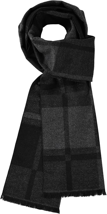 Buauty Winter Scarf for Men Long Warm Soft Cashmere Feel Classic Scarves Striped Plaid Tassel Scarfs Holiday Gift Mens