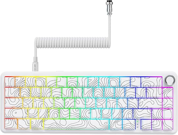 Attack Shark X65PRO HE Rapid Trigger Magnetic Mechanical Keyboard,60% Hot Swappable,Hall Effect Sensor,Adjustable Actuation,Tri-Mode RGB, 8KHz Polling Rate with Coiled Cable for MOBA/FPS/RTS-White
