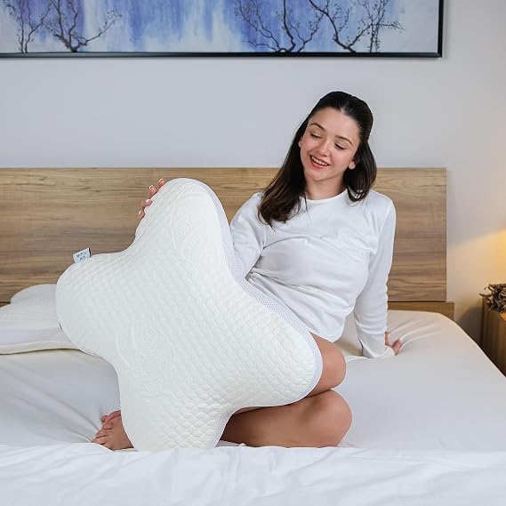 Butterfly Visco Pillow Orthopedic Pillow Multi-Purpose Visco Pillow 45x50x15 cm with Papillon Viscose Case