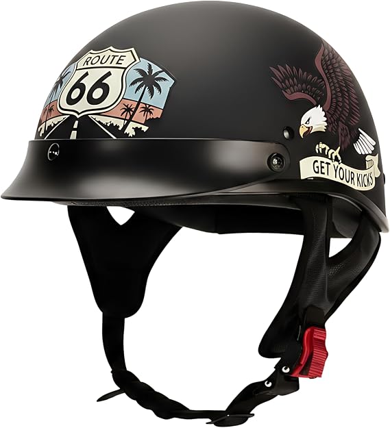 Half Face Helmet, Novelty Motorcycle Helmets for Adults Dot Approved Open Face Cruiser Helmet for Bike ATV UTV Scooter for Men Women