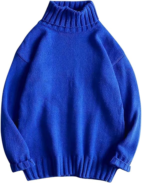 Mens Pullover Sweaters High Neck Sweatshirts Casual Knitted Sweater Long Sleeve Thermal Tops Plus Size Baselayer