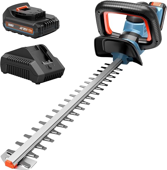 SENIX 20V 21" Blades Cordless Hedge Trimmer, 18" Cut Length, 3/4" Cut Dia