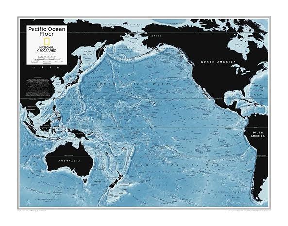 National Geographic: Pacific Ocean Floor Wall Map - 28 x 22 inches - Laminated