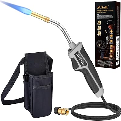 Propane Torch Kit,Mapp Gas Torch with Included Holster,Trigger Start 5 Long Hose Torch,Adjustable Flame Map Gas Torch Kit,Brazing Torch Kit,Soldering Torch for Welding Soldering Brazing