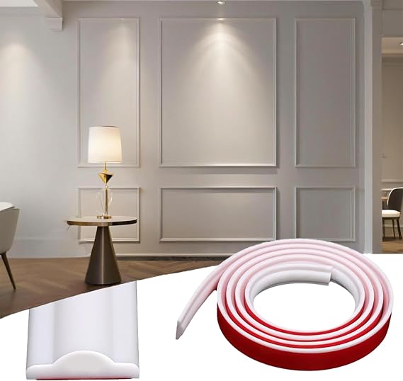 Peel and Stick Wall Trim Molding 20FT x 1.1", Flexible Self Adhesive Decorative Chair Rail Trim Strip for Walls, Doors & Mirrors, Removable Accent Molding (Matte TPE)