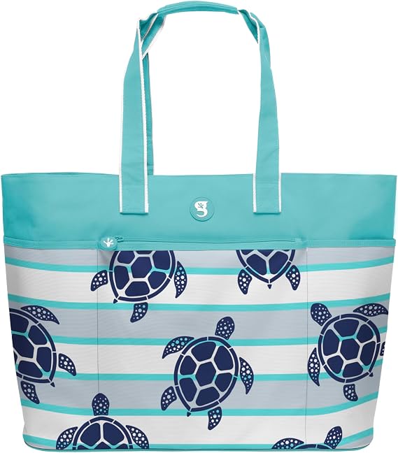 Gecko Beach Tote - Teal Turtle Toss