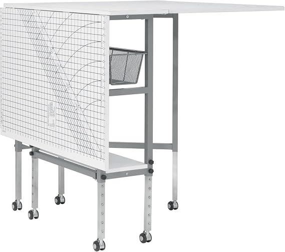 Sew Ready Foldable Hobby and Cutting Grid Table, White, 58.75 x 36.5 Inch