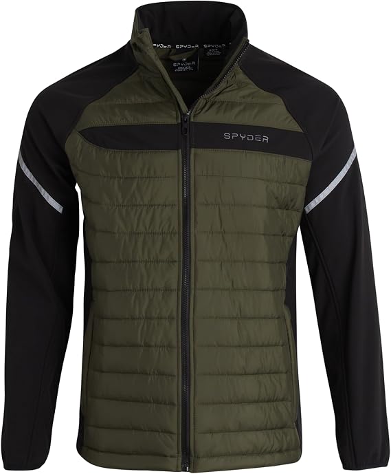 Spyder Men's Active 2fer Jacket - Midweight Insulated Quilted Puffer Bubble Windbreaker with Softshell Sleeves (Sizes: S-XL)