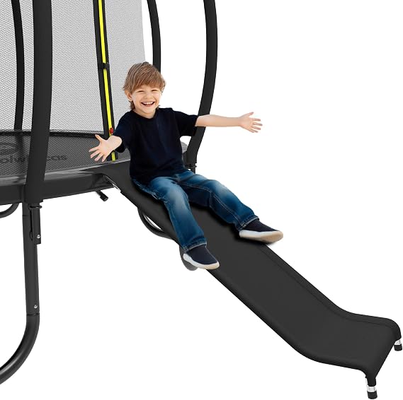 Polwkscas Universal Trampoline Slide with Buffer Region, Heavy Duty Steel Trampoline Accessory, Ideal for Children or Kids to Climb up and Slide Down