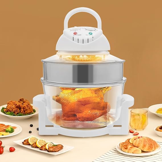Air Fryer Oven, 17L/17.96QT Large Capacity w/ 360 View & Halogen Heating, 1400W Rapid Air Circulation for Even Cooking, 7-in-1 Airfryer Toaster Oven Combo with Digital Knobs, Non-Stick & Easy Clean