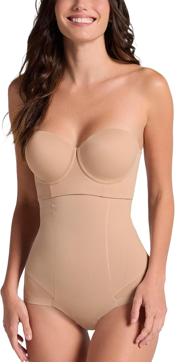 Leonisa Extra High Waisted Tummy Control Underwear - Thong, Sheer Bottom, Shaper Shorts, Butt Lifting Shapewear for Women