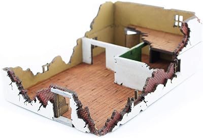 War World Gaming World at War MDF Destroyed House 1 15mm Scale - WW1 WW2 Wargame Terrain Scenery Building Ruined Normandy Military Battlefield Diorama