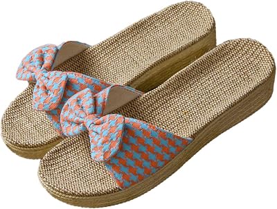 Womens Indoor Cotton Linen Home Slippers Non-Slip Casual Sandals