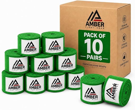 Amber Fight Gear Mexican Style 200 Inch Elastic Handwraps - Breathable, Durable, Machine Washable for MMA, Boxing, Kickboxing, Muay Thai